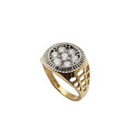 Fluted Border CZ Cluster Ring (14K)
