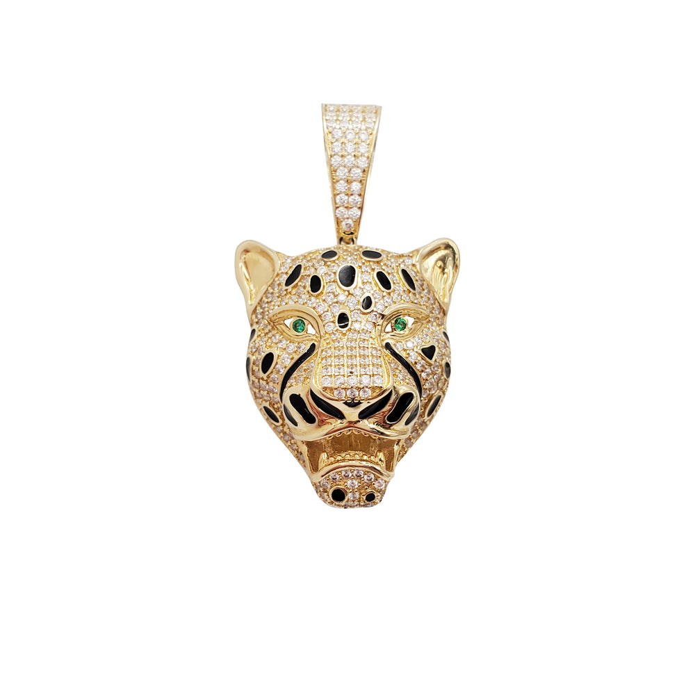 Iced-Out Leopard Bust Pendant (14K)