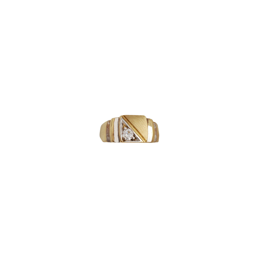 Two-Tone Zirconia Square Signet Ring (14K)