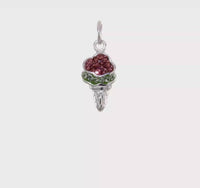 Enameled Ice Cream Cone Charm Pendant (Silver)