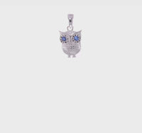Beady Blue-Eyed Owl Pendant (Silver) 360 - Popular Jewelry - New York