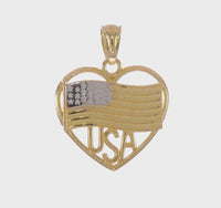 Heart Framed American Flag Pendant (14K) 360 - Popular Jewelry - New York