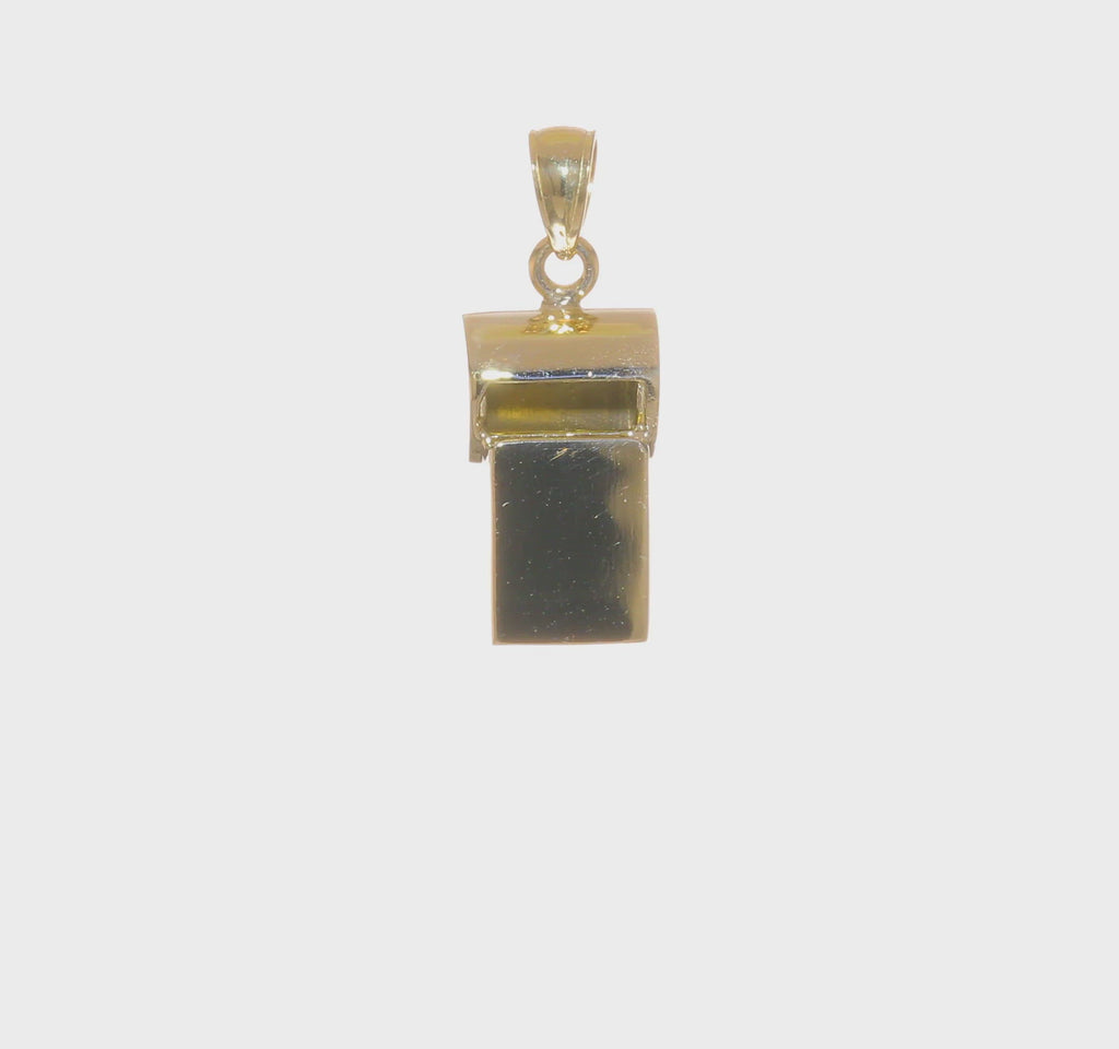 Wide Golden Whistle Pendant (14K) 360 - Popular Jewelry - New York