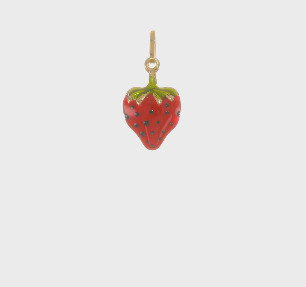 Strawberry Reversible 3D Pendant (14K) 360 - Popular Jewelry - New York