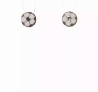 Enamel Soccer Ball Stud Earrings (Silver)