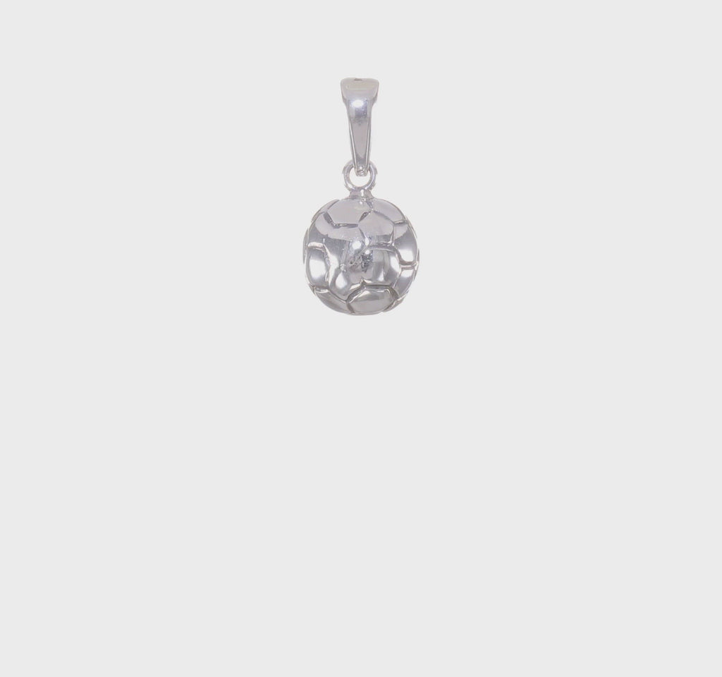 Antiqued Soccer Ball 3D Pendant (Silver) 360 - Popular Jewelry - New York