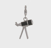 3-D Enameled Telescope Charm Pendant (Silver)