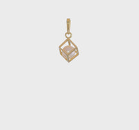 Open Cube with Freshwater Pearl Pendant (14K) 360 - Popular Jewelry - New York