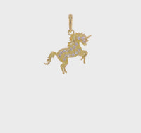 Rearing Icy Unicorn Pendant (14K) 360 - Popular Jewelry - New York