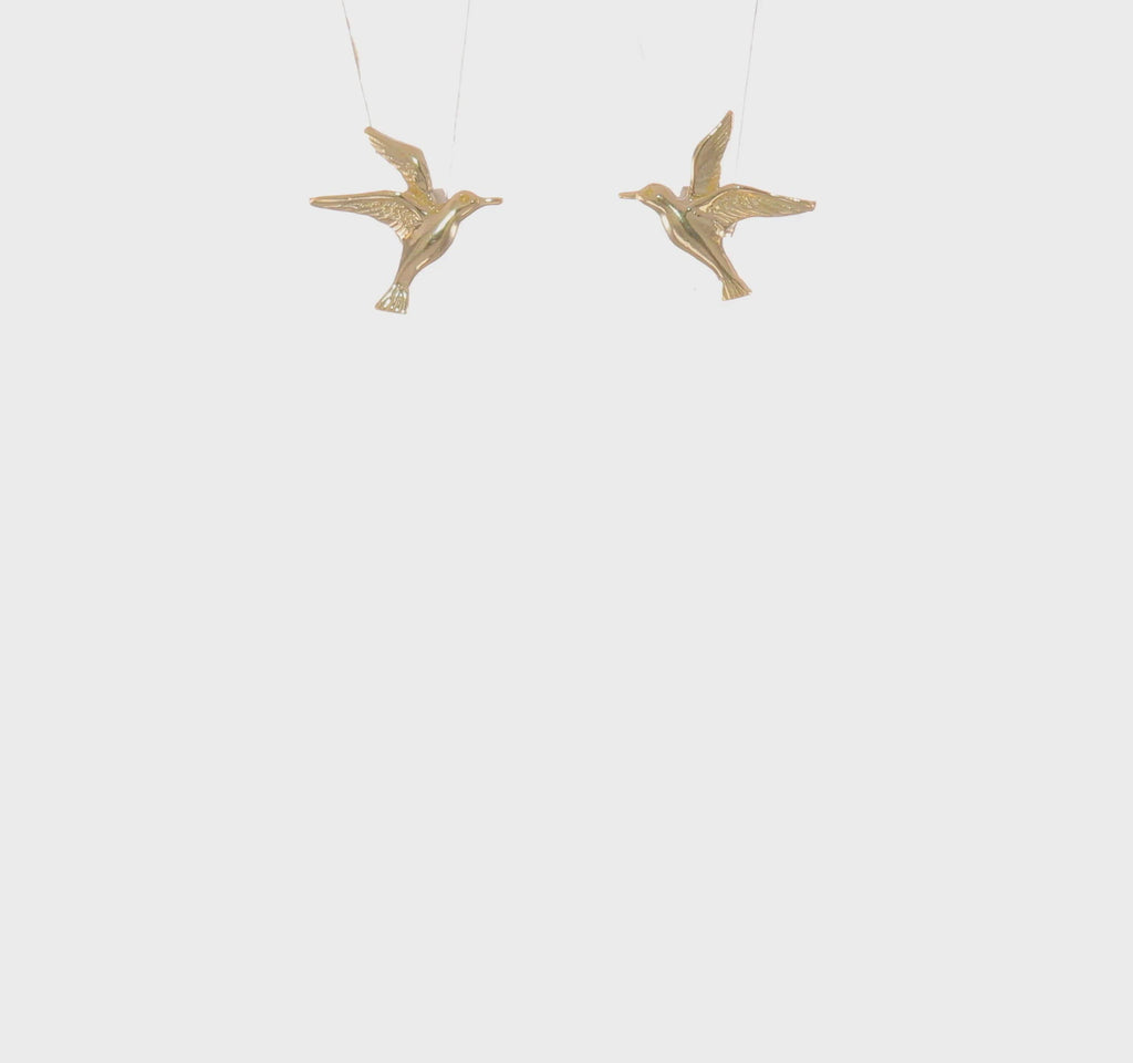 Seagull Bird Friction Post Earrings (14K) 360 - Popular Jewelry - New York