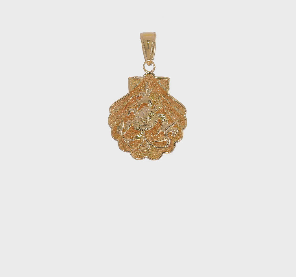Sea Turtle in a Shell Pendant (14K) 360 - Popular Jewelry - New York