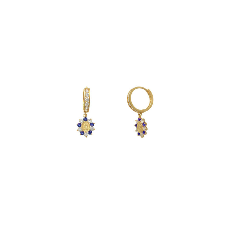 Our Lady of Guadalupe Dangling CZ Earrings (14K)