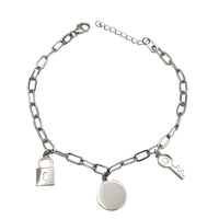 Key & Lock Charm Bracelet (Silver)