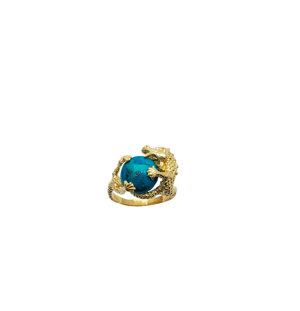 Turquoise Dragon Ring (14K)