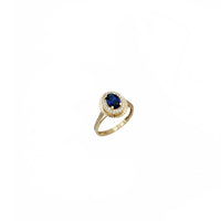 Dark Blue Oval Cubic Zirconia Lady Ring (14K)