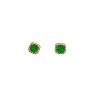 Zirconia Halo Cushion Stud Earrings (14K)