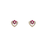 Open Heart with the Flower Stud Earrings (14K)