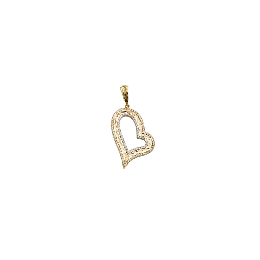 Yellow Gold CZ Heart Pendant (14K)