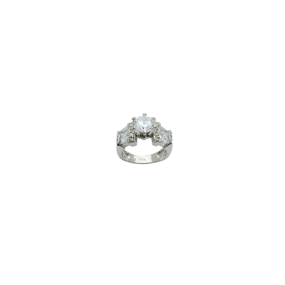 Baguetter & Round CZ Ring (Silver)