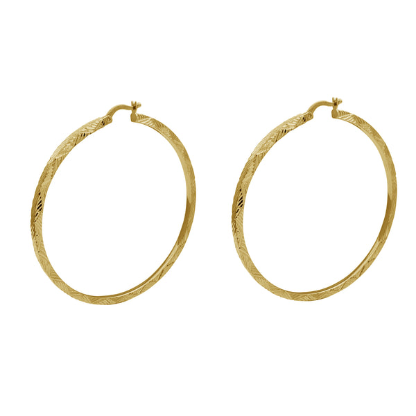 Diamond-cuts Hoop Earrings (14K)