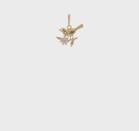 Bird on Bloomed Branch Pendant (14K) 360 - Popular Jewelry - New York