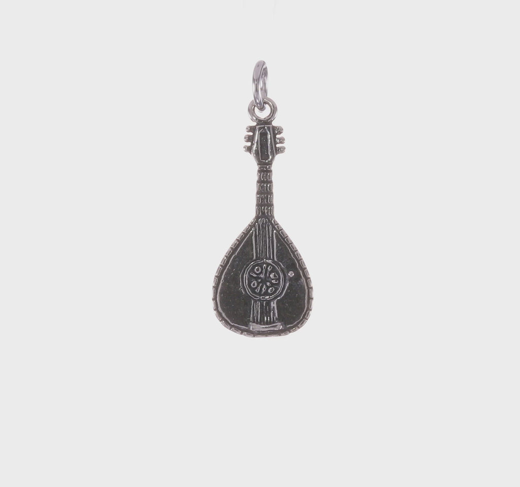 Antique Mandolin Pendant (Silver) 360 - Popular Jewelry - New York
