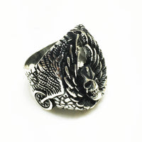 Antique-Finish Demon Head Ring (Silver) - Popular Jewelry