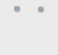 Square Blue Topaz Stud Earrings (14K) 360 - Popular Jewelry - New York