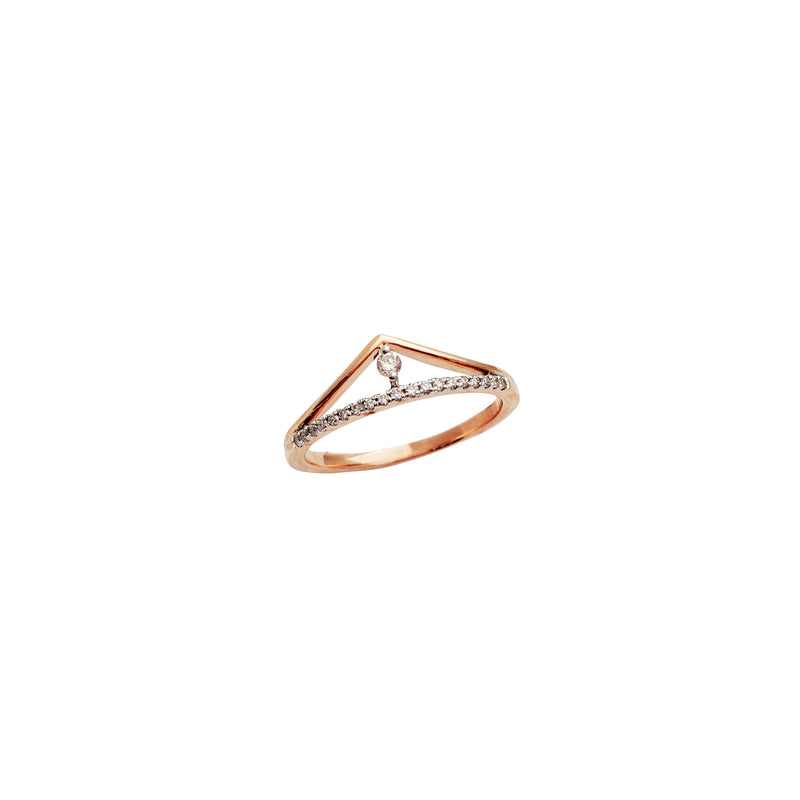 Outline Diamond Tiara Rose Gold Ring (14K)