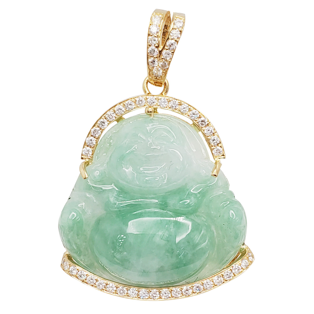 Diamond Green Buddha Pendant (14K)