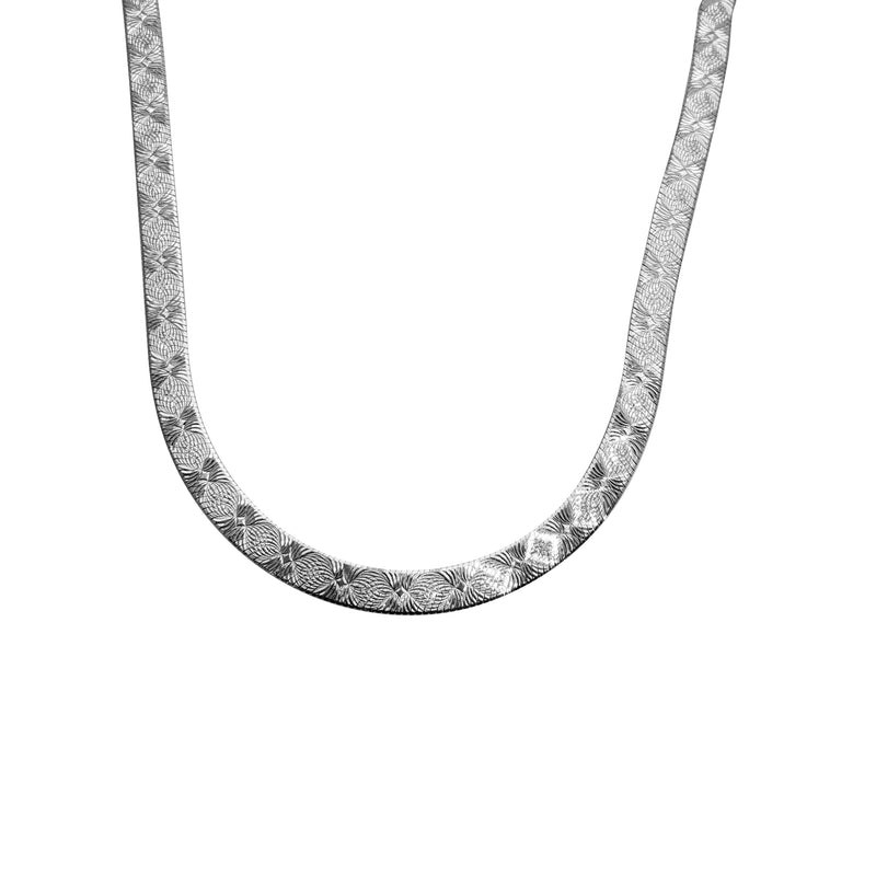 Talisa Wide Herringbone Name Necklace (Sterling Silver)