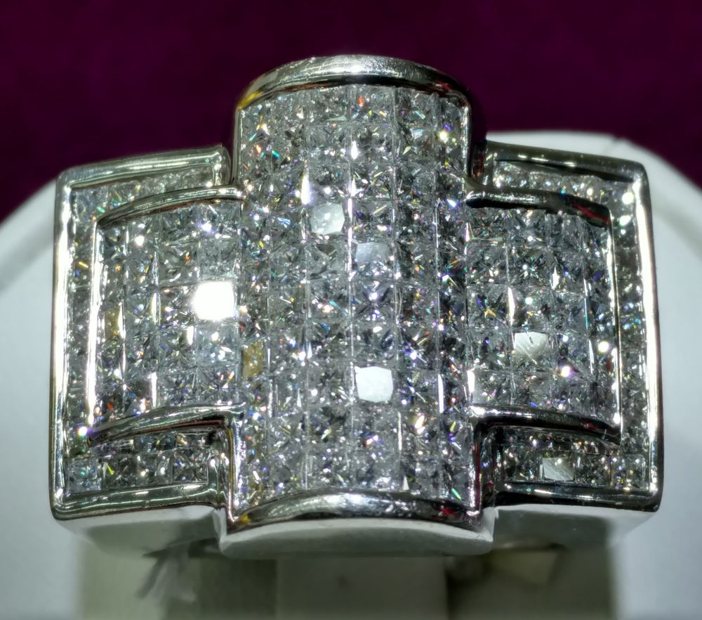Princess Cut Diamond Men's Ring White Gold 14K - Lucky Diamond 恆福珠寶金行 New York City 169 Canal Street 10013 Jewelry store Playboi Charlie Chinatown @luckydiamondny 2124311180