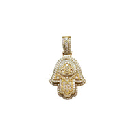 Diamond Baguette & Round Hamsa Pendant (14K)