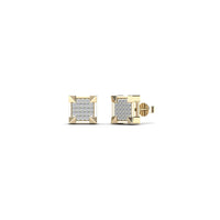 Diamond Concave Stud Earrings (14K)