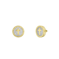 Diamond Round Cross Earrings (14K)