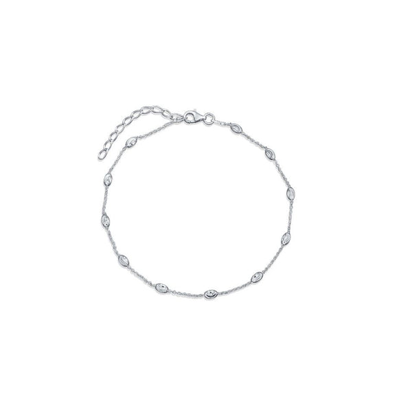 Diamond-Cut Ball Anklet (Silver)