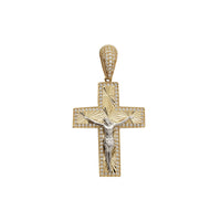Diamond Cut Crucifix CZ Two-Tone Pendant (14K)