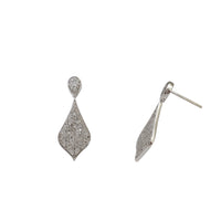 Diamond Pave Teardrop Hanging Stud Earrings (14K)