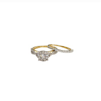Two-Piece Diamond Criss Cross Band Engagement Ring (14K)