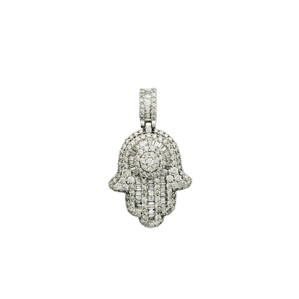 Diamond Iced-Out Hamsa Pendant (14K)