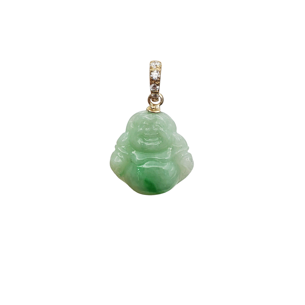 Diamond Green Buddha Pendant (14K)