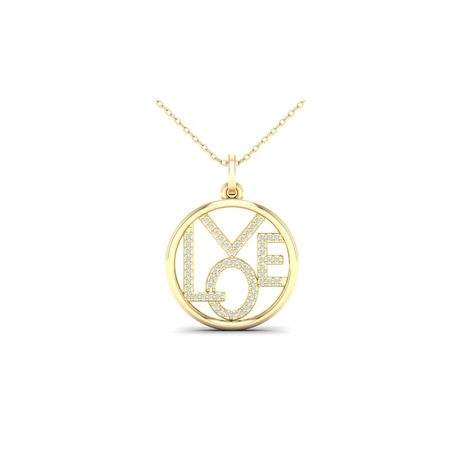 Diamond Love Circle Pendant (14K)