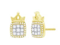 Diamond Square Crown Earrings (14K)