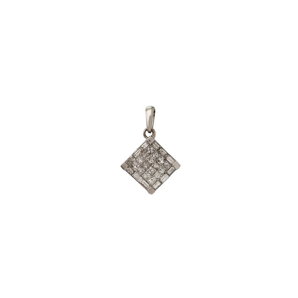 Diamond Baguette & Princess-Cut Rhombus Shape Pendant (14K)