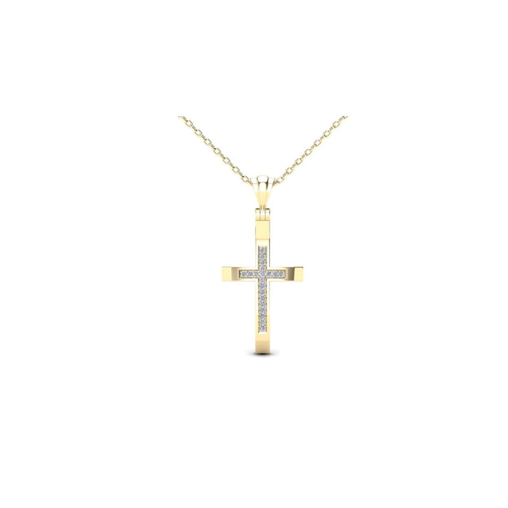 Tiny Diamond Cross Pendant (14K)