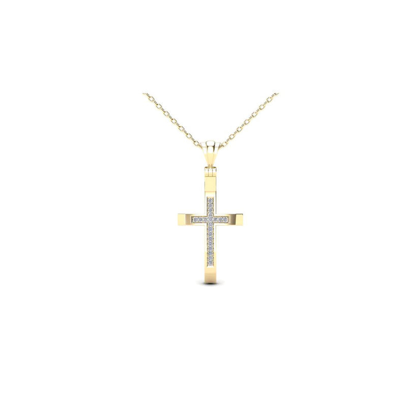 Tiny Diamond Cross Pendant (14K)