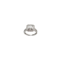 Diamond Square Setting with Baguette & Round Stone Engagement Ring (14K)