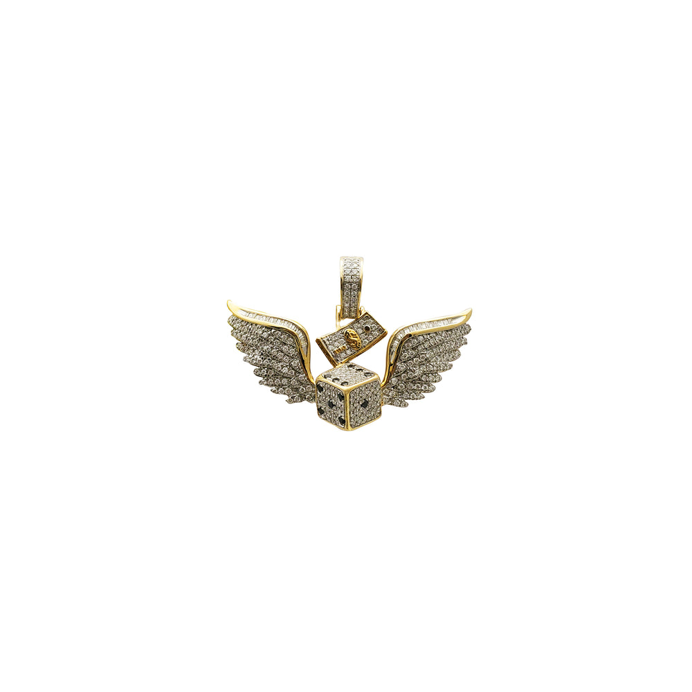 Yellow Gold Fancy Wing Dice Diamond Pendant (14K)