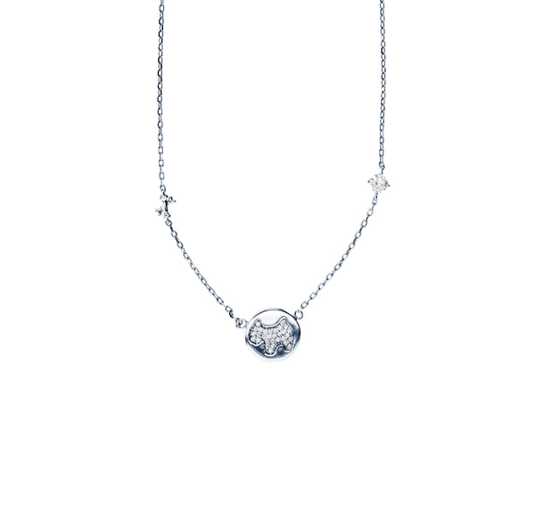 Dog Cutout Circle Pendant (14K)