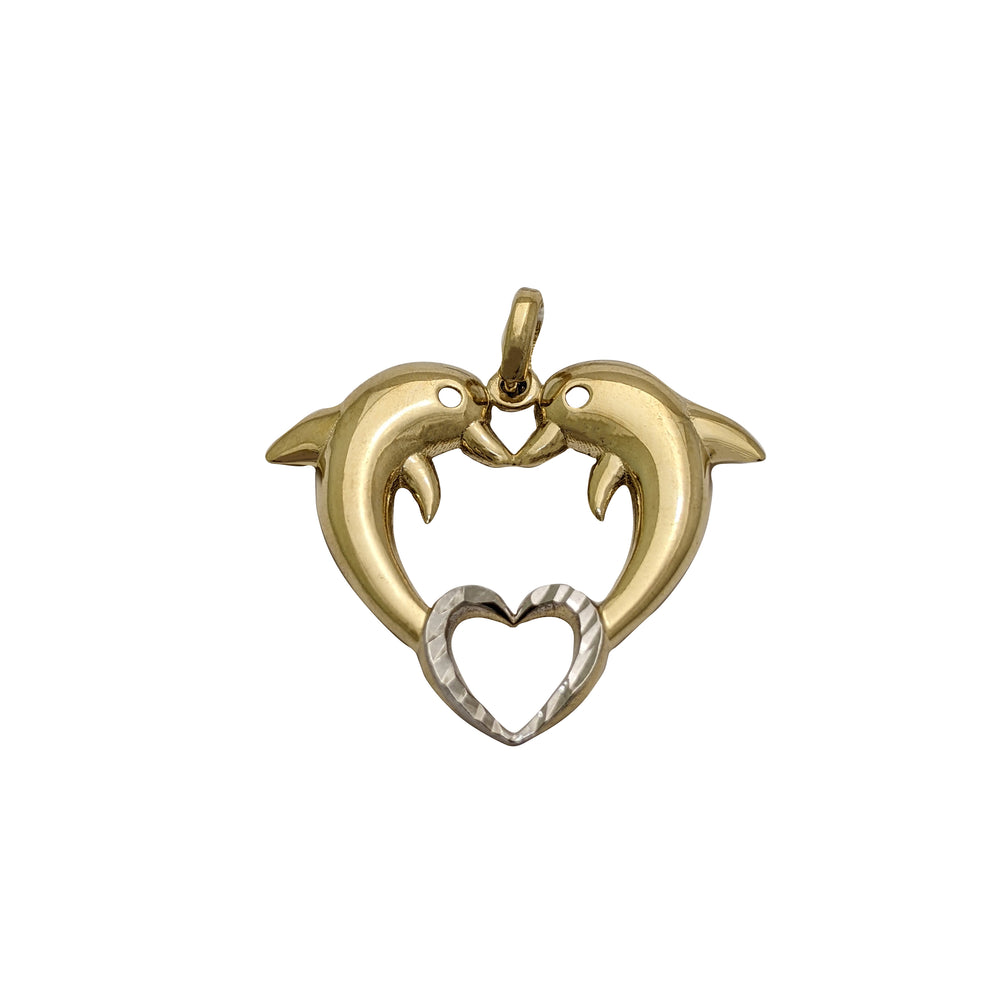Dolphin Heart Pendant  (14k)